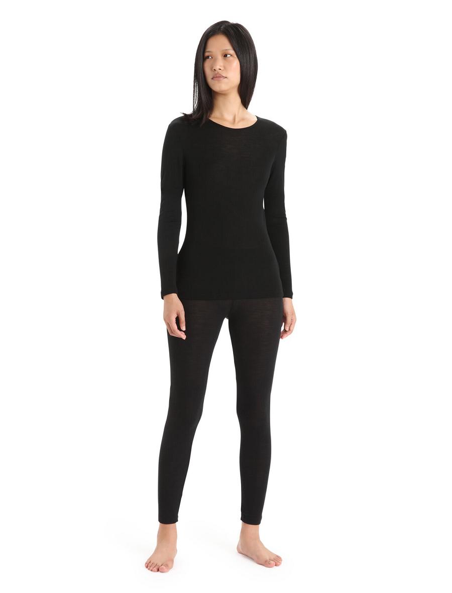 Icebreaker Merino 175 Everyday Thermal Leggings Női Base Layers Fekete | HU 1900NWYB